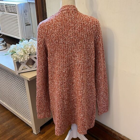 B B Dakota rust white long open pocketed cardigan Size S New - Picture 4 of 9